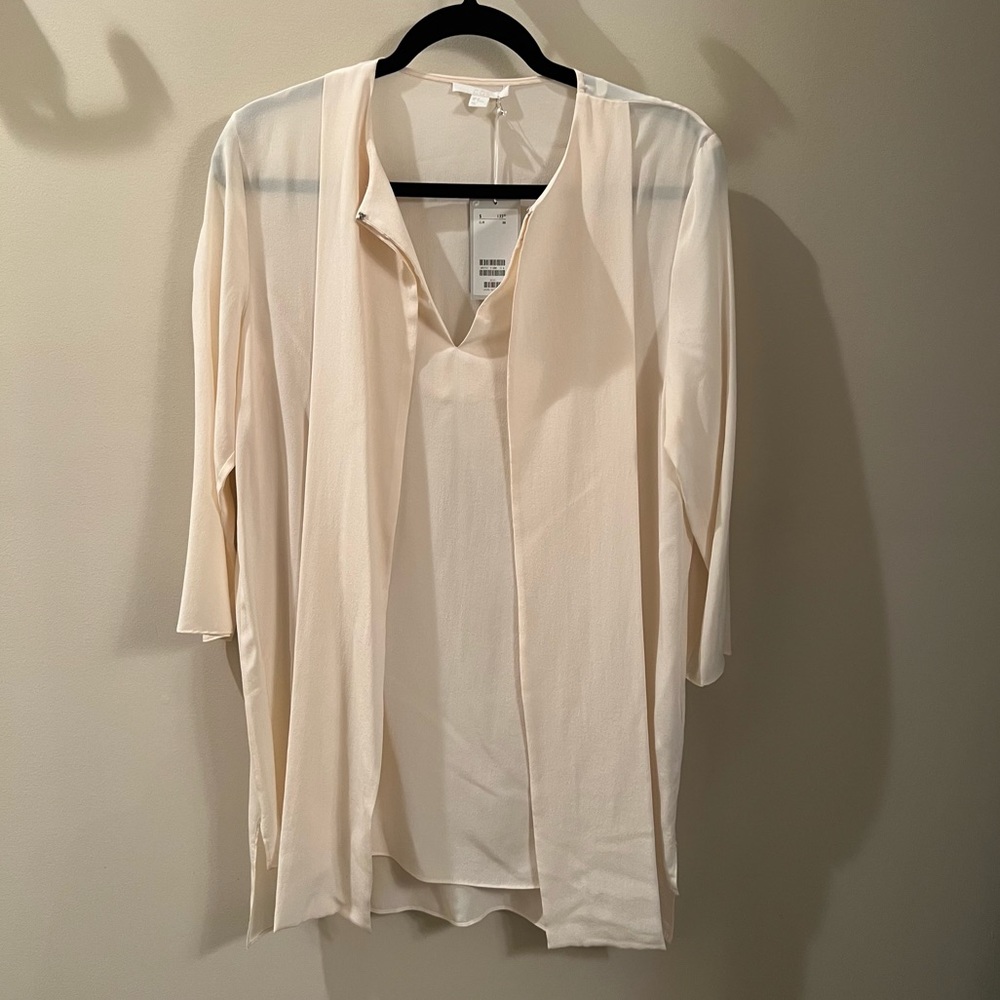COS NWT Cream tie neck Blouse